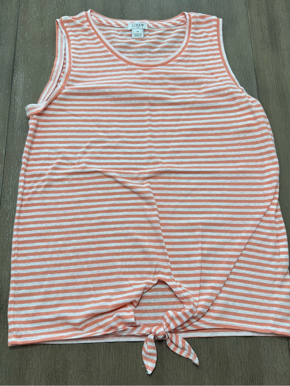 J. Crew Coral & White Striped Crewneck Tank